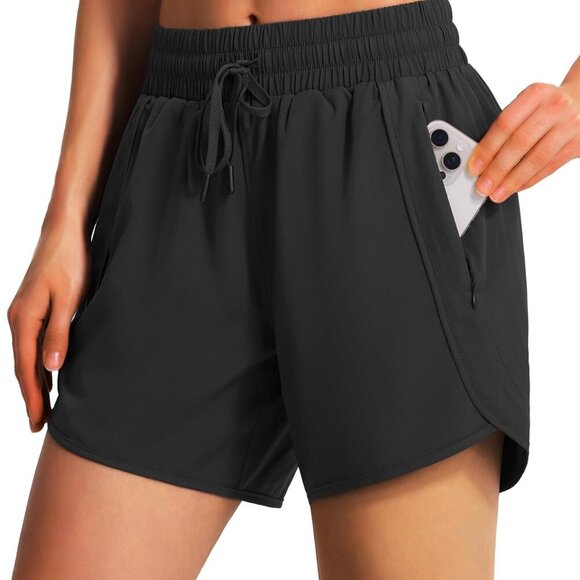 Women's 5" Athletic Running Shorts - Black, Large - Picture 1 of 5
